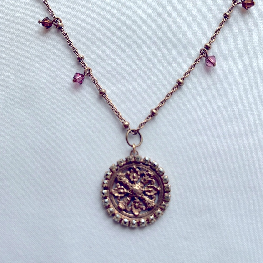 Liz Palacios Necklace with Blue & Purple Swarovski Crystals; EUC